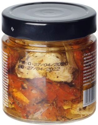 Маринованные артишоки с вялеными томатами 220г -1}