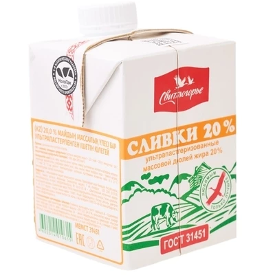 Сливки ультрапастеризованные Свитлогорье 20% жир. 500г-1}