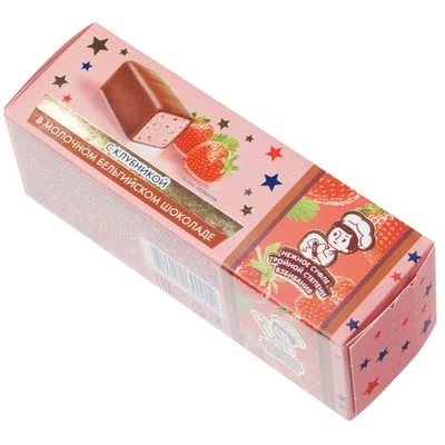 Суфле с клубникой в молочном бельгийском шоколаде 50г-0}