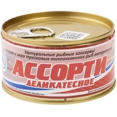 Печень и икра тресковых рыб Ассорти деликатесное 180г