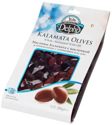Маслины с косточкой Каламата маринованные с оливковым маслом Греция 250г-1}