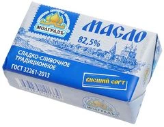 Масло сладко-сливочное традиционное 82.5% жир. Молградъ 180г 