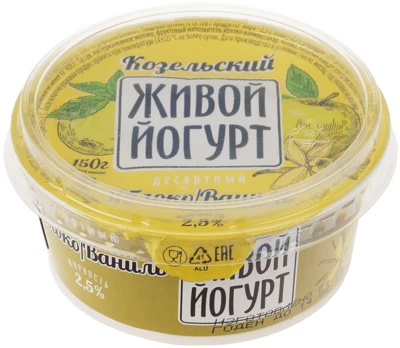 Йогурт живой яблоко-ваниль 2,5% жир., 150г -0}