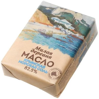 Масло сливочное с крымской морской солью 82.5% жир. Милая Деревня 180г-1}
