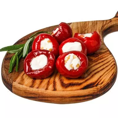 Перчики черри красные фаршированные сливочным сыром 200г - купить в ...