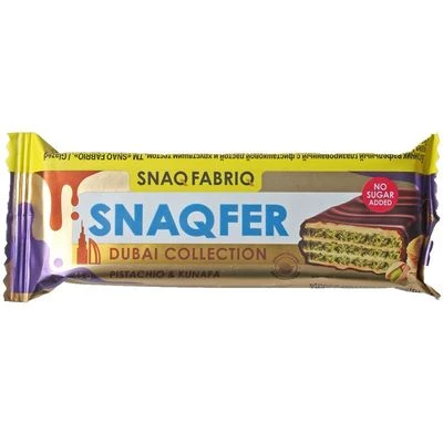 Батончик вафельный глазированный Snaqfer с фисташковой пастой и хрустящим тестом 45г-0}