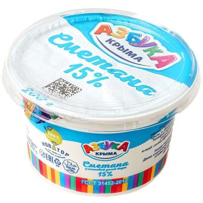 Сметана Азбука Крыма 15% жир. 200г-0}