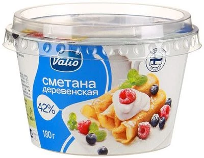 Сметана 42% Деревенская Valio, 180г-0}