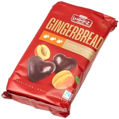 Пряники Gingerbread Hearts с абрикосовой начинкой Польша Lambertz 150г -0}