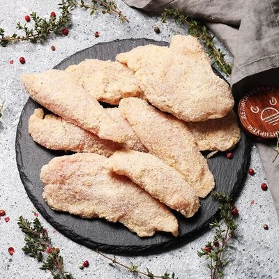 Стрипсы из куриного филе в специях панированные от Шефа ~400г-0}
