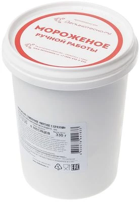 Мороженое сливочное мятное с брауни ручной работы Деликатеска 330г-1}