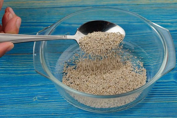 В небольшую формочку насыпать семена чиа.