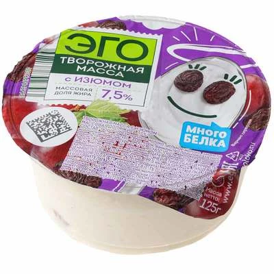 Творожная масса с изюмом ЭГО 7.5% жир. 125г-0}