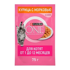 Влажный корм для котят Purina One Курица и морковь 75г