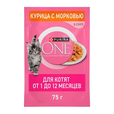Влажный корм для котят Purina One Курица и морковь 75г-0}