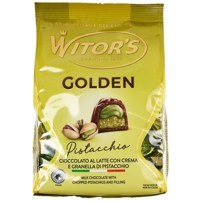 Конфеты шоколадные Golden с кремовой начинкой из фисташки Италия 200г-0}