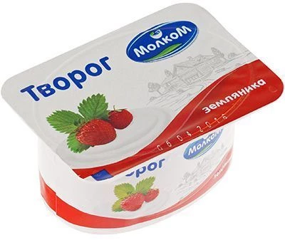 Творог Земляника 6% жир., 125г РАСПРОДАЖА-0}