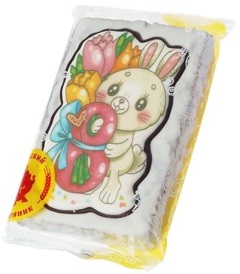 Пряник Зайчик с цветами 130г-1}