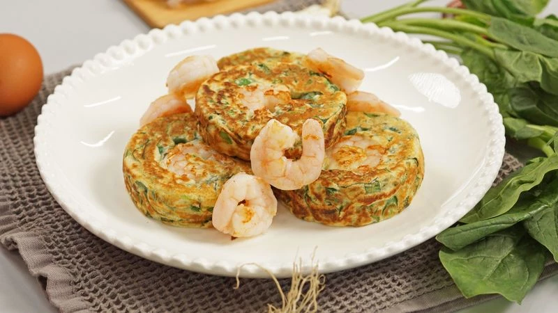 Оладьи из  шпината с креветками