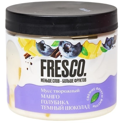 Мусс творожный Манго-голубика с темным шоколадом Fresco 120г-0}