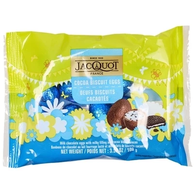 Ассорти шоколадных яиц Jacquot с кремовой начинкой с печеньем Франция 100г-0}
