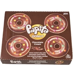 Кекс Papita Donut с какао глазурью, шоколадной начинкой и цветным драже Бельгия 160г
