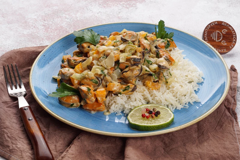 Мидии в сливочном соусе