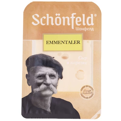 Сыр Эмменталер Schonfeld 45% жир. нарезка 125г-0}