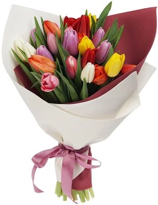 Букет тюльпанов Праздничное настроение 25шт -0}