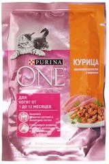 Влажный корм для котят Purina One Курица и морковь 75г