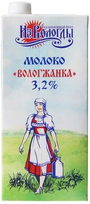 Молоко питьевое ультрапастеризованное Вологжанка 3.2% жир. 1л-0}