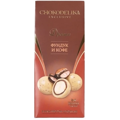 Драже в белом шоколаде Фундук и кофе Chokodelika 100г-0}