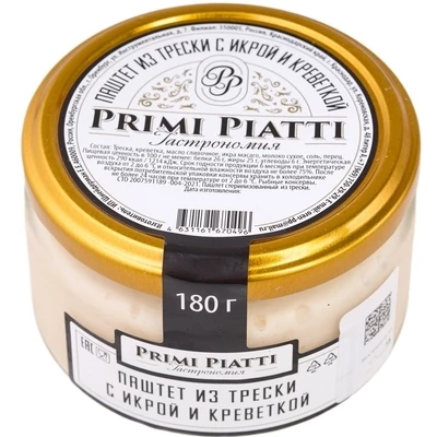 Паштет из трески с икрой и креветкой PrimiPiatti 180г-1}