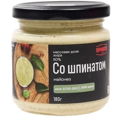 Майонез со шпинатом Принто 60% жир. 180г-0}