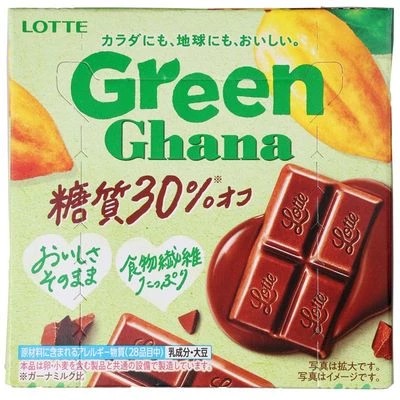 Шоколад Green Ghana 30% less sugariness Lotte Япония 48г-0}