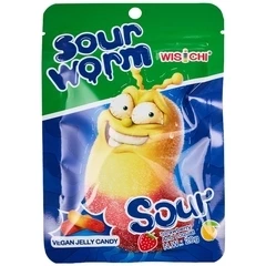 Мармелад жевательный Кислый червячок Клубника и мушмула Китай 20г