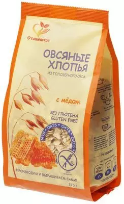 Овсяные хлопья из голозерного овса с медом без глютена 375г - купить в ...