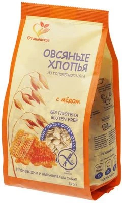 Овсяные хлопья из голозерного овса с медом без глютена 375г-1}