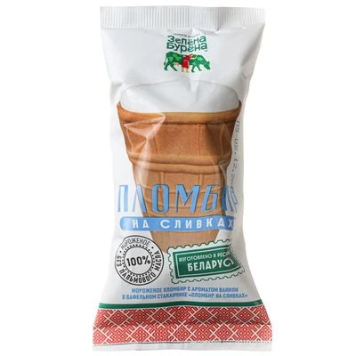 Пломбир с ароматом ванили Пломбир на сливках Зелена-Бурена 15% жир. 70г-0}