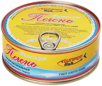 Печень трески натуральная ГОСТ 230г-0}