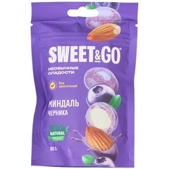 Конфеты Sweet&Go в черничной глазури с цельным миндалем 80г