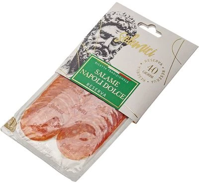Колбаса сыровяленая полусухая Салями Наполи Дольче нарезка 70г-1}