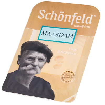 Сыр Маасдам Schonfeld 45% жир. нарезка 125г-1}