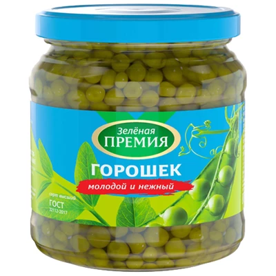 Горошек зеленый из мозговых сортов Зеленая премия 450г-0}