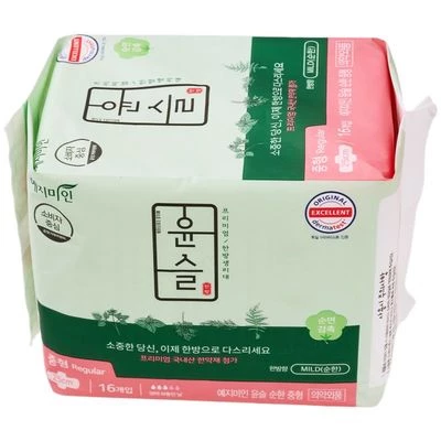 Прокладки гигиенические Yejimiin Cotton Touch Mild Herb с крылышками Корея 16шт-1}