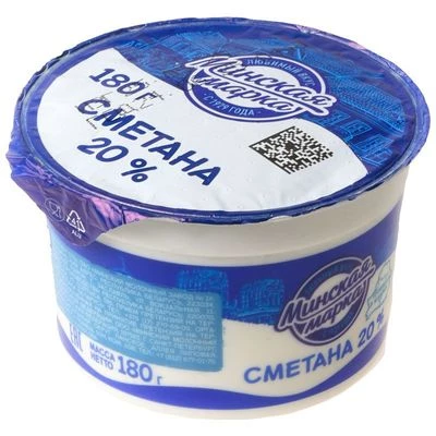 Сметана Минская марка 20% жир. 180г-0}