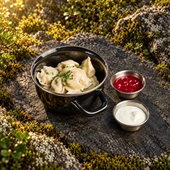 Пельмени из дикого марала с брусникой