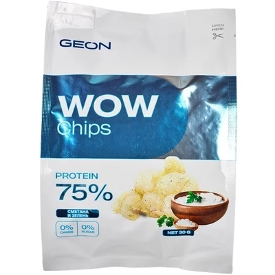 Протеиновые чипсы Wow Geon Сметана и зелень 30г-0}
