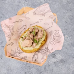 Хашбраун с печенью трески 