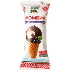 Рожок пломбир в глазури ванильный с черной смородиной 15% жир. Зелена Бурена 85г